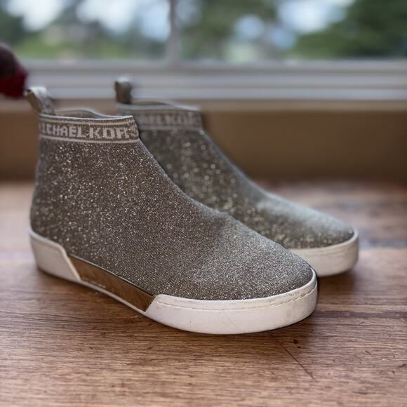 Michael Kors Grover Slip On Sneakers Metallic Gold Shoes Women’s Size 6.5 EUC - Picture 1 of 9